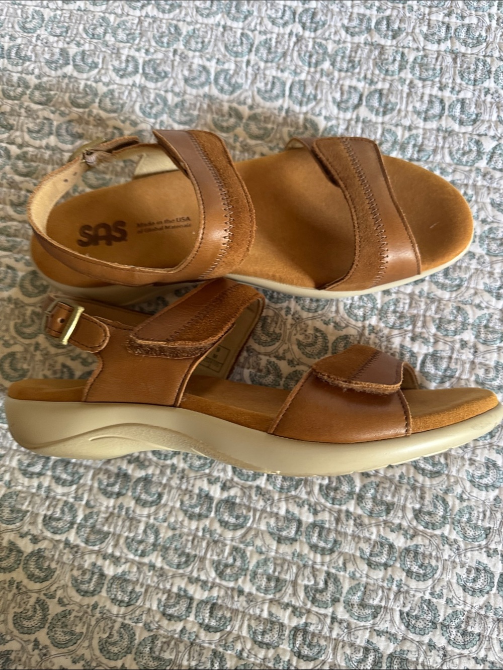 SAS Tan Leather Adjustable Strap Sandals - Picture 3 of 4